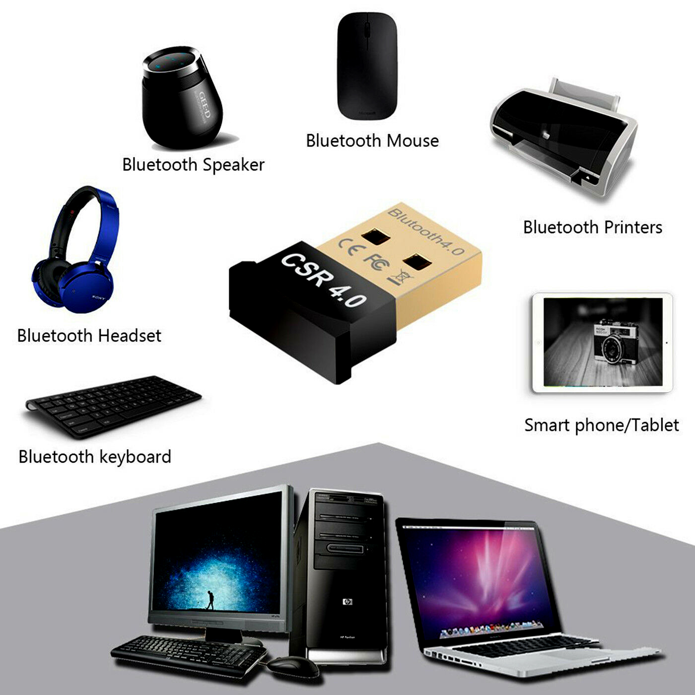 Adaptador Bluetooth Computadora Usb V4.0 Laptop Pc W7 W8 W10