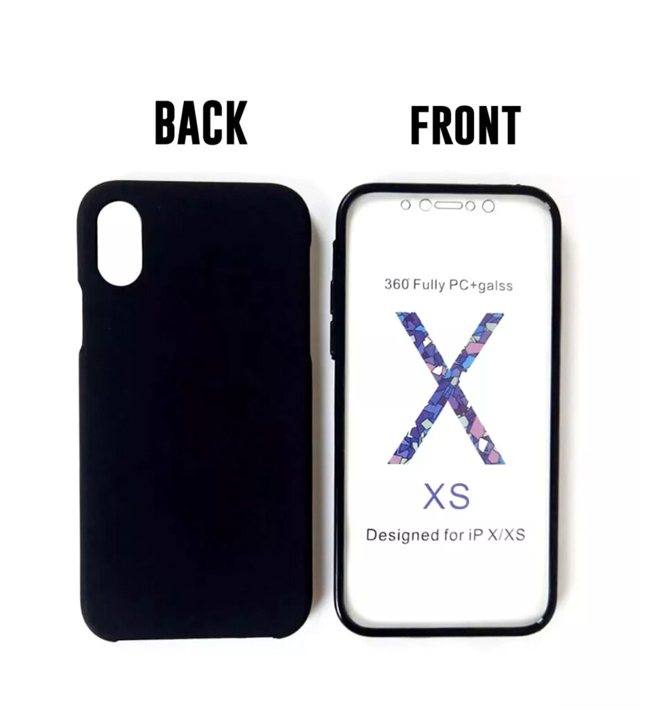 iPhone X / XS 360 Full Body Skin Case Font Back Black Cover