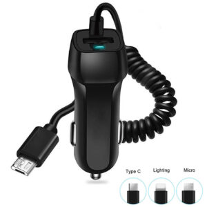 Micro USB Cigarette Lighter Fast Car Charger Socket Adapter for Samsung iPhone