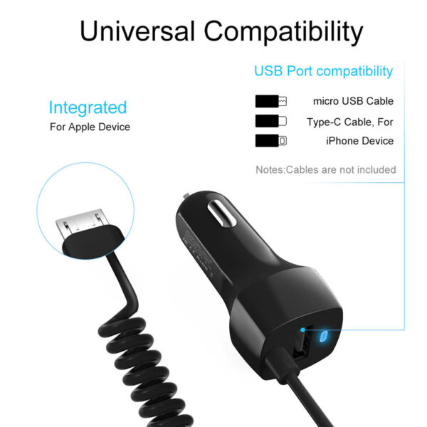 Micro USB Cigarette Lighter Fast Car Charger Socket Adapter for Samsung iPhone